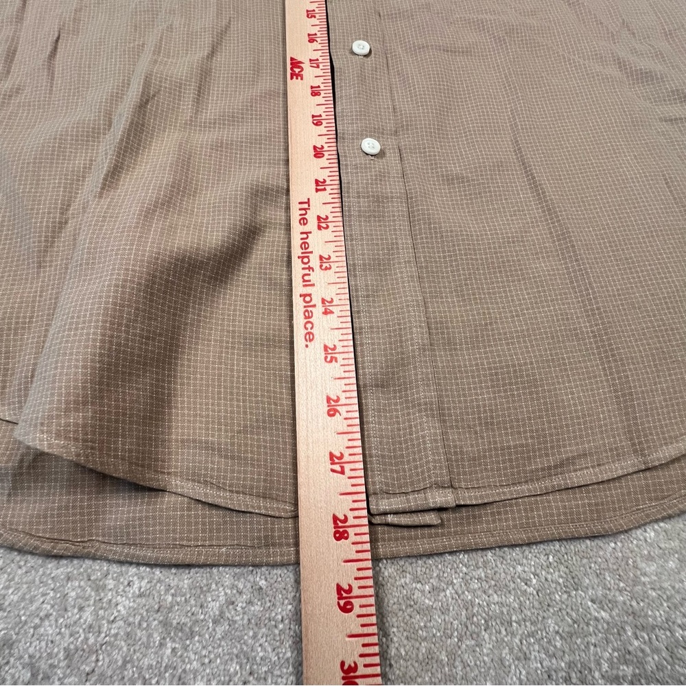 Brooks Brothers Button Down Tan White Grid Check Cotton Dress Shirt Men's Large - Picture 8 of 10
